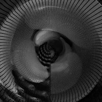 a black and white image of a spiral